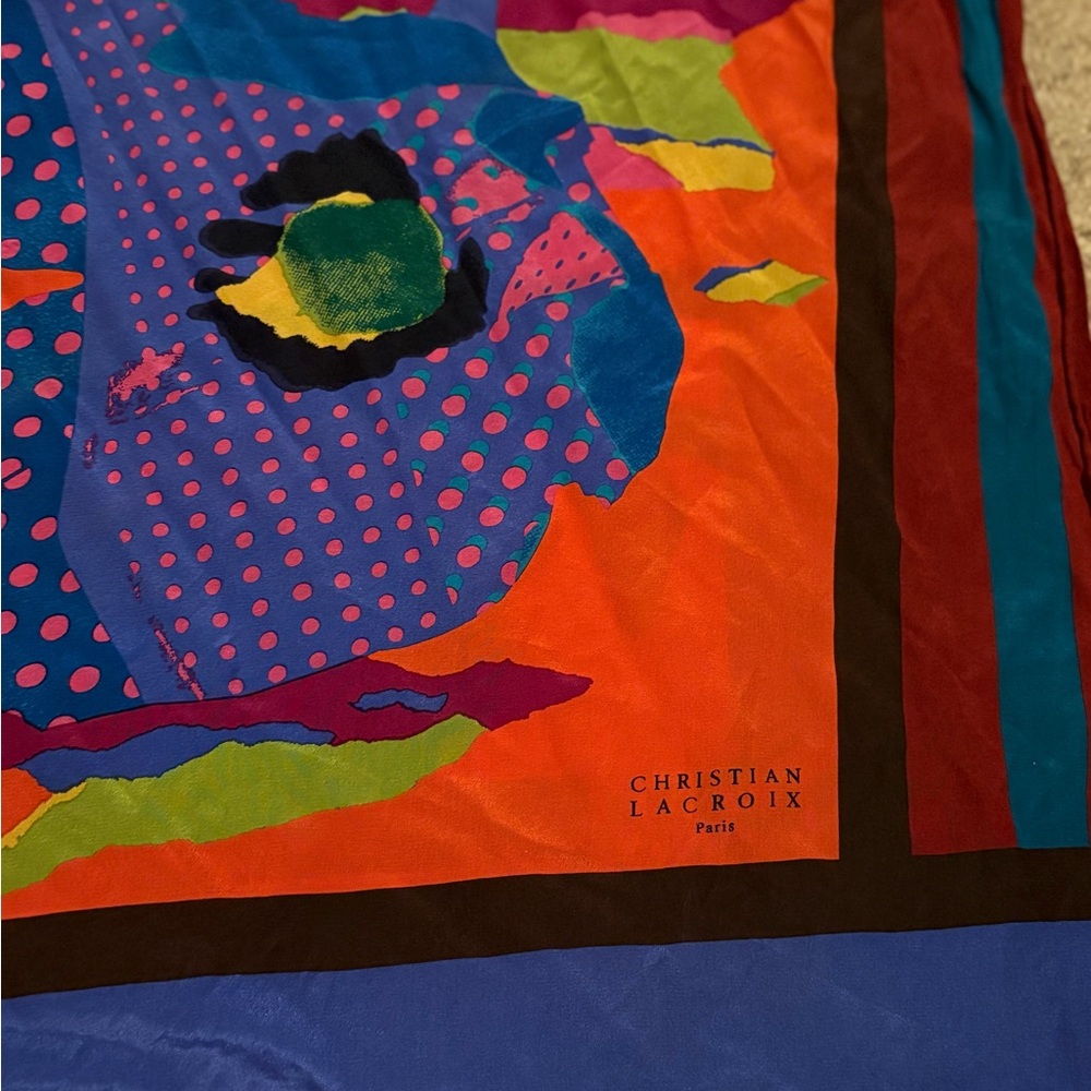 Christian Lacroix Colorful Abstract Silk Scarf